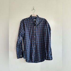 Peter Millar Medium Blue Plaid Casual Button Down Shirt